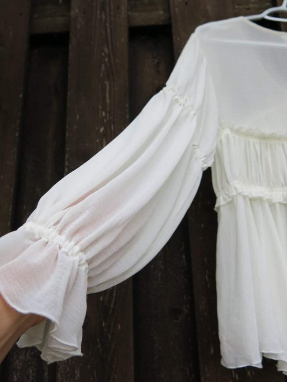 Kimchi Blue Amelia Bohemian Romantic Ruffle Sheer Babydoll Off White Top Size L - Picture 12 of 15